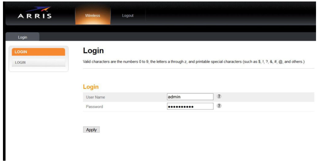 Arris Router Login to Interface