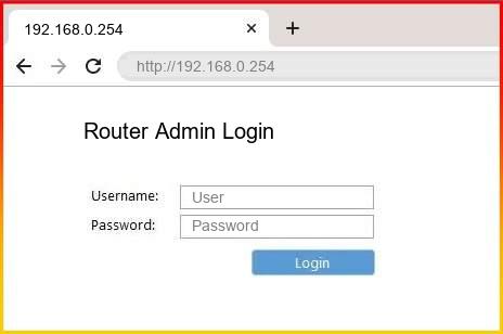 Login to Admin Console 192.168.0.254